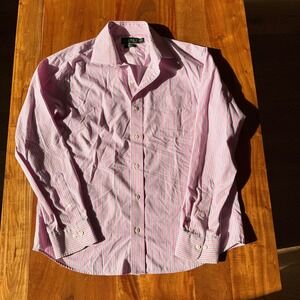 Lauren Ralph Lauren Men's Pink/White/Black Striped Dress Shirt Size 16.5